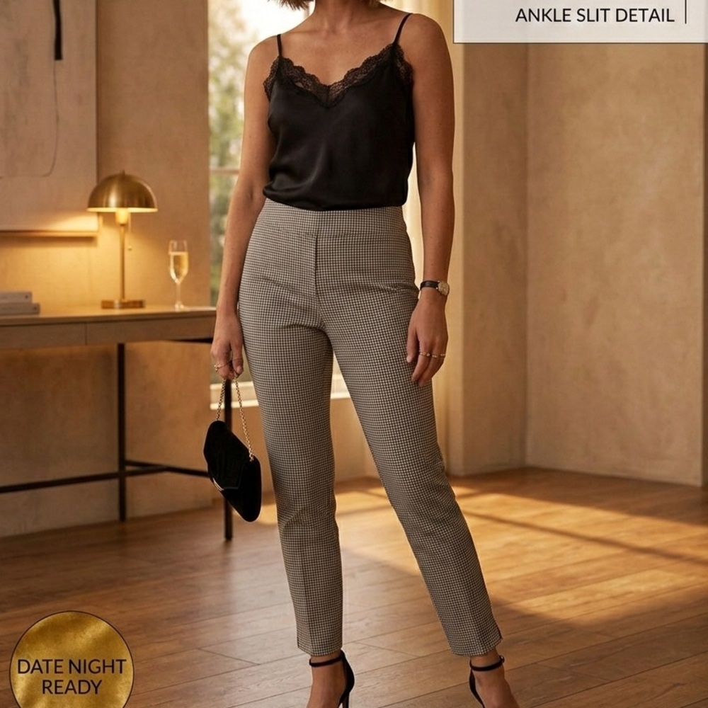 Hilary‎ Radley Checkered Pull-On tummy control ankle Pants